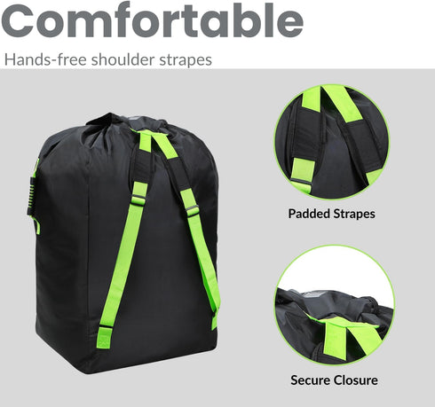 Backpack PandaEar Car Seat Travel Bag for Airplane, Water-Resistant Car Seat Cover with Shoulder Strap for Infant