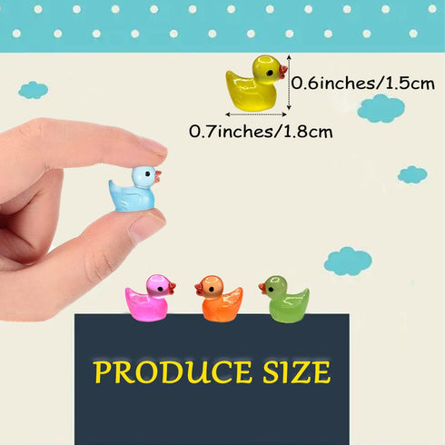 60 Pcs Miniature Luminous Ducks, Tiny Glow in The Dark Duck Accessories for DIY Garden, Dollhouse, Aquarium Decor