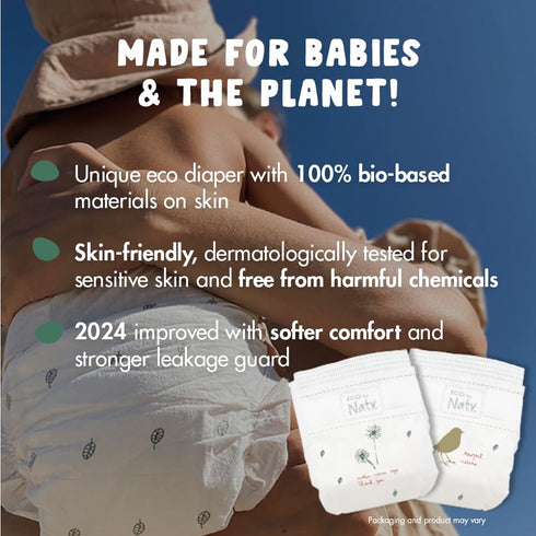 4, 88 Count) Eco by Naty Baby Diapers - Plant-Based Eco-Friendly Diapers, Great for Baby Sensitive Skin and Helps