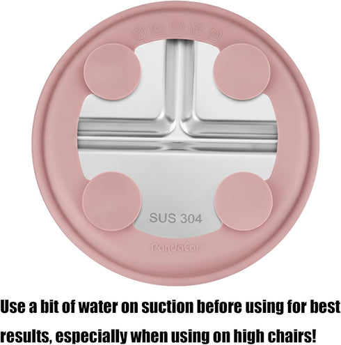 3 Pack Set PandaEar Stainless Steel Baby Suction Plates, Divided Toddler Plate for Baby Led Weaning Supplies, Non-Slip