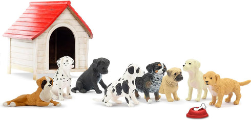 Toymany 12PCS Mini Dog Figurines Playset, Realistic Detailed Plastic Puppy Figures, Hand Painted Emulational Tiny Dogs Animals Toy Set, Cake Toppers Christmas Birthday Gift for Kids Toddlers