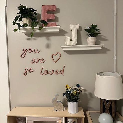 QWTOWFM You are so loved Small Quote Wall Sign,Wood Sign Home Decor,Nursery Crib Boy Room Office Home Wall Art Baby