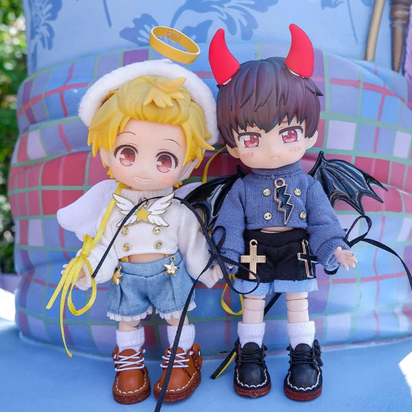 Angel Suit Demon Suit for Ob11, GSC, YMY, BODY9, Molly, 1/12 BJD Doll Clothes Accessories (White)