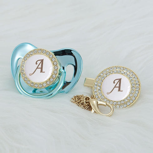 Set 26 11 All Handmade Bling Baby Pacifier and Clip Letters and Colors can Choose LA