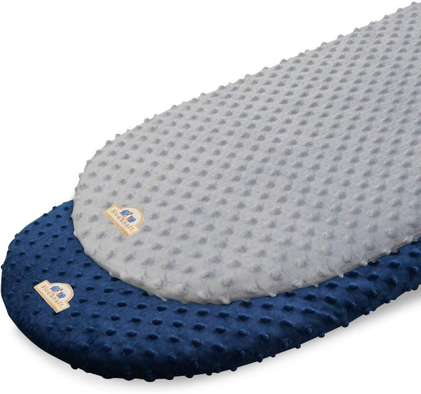 BlueSnail Soft and Stretchy Minky Bassinet Fitted Sheet, Cradle Sheets for Bassinet Pad/Mattress 2pk (Navy + Gray)