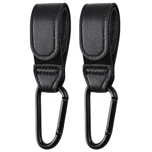 2PCS Stroller Hook Accessories, Multipurpose Stroller Bag Hook, Award Winning Leather Clip