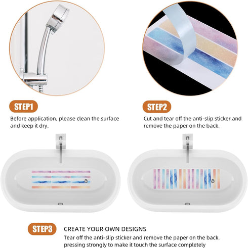 24 Secopad Anti Slip Colorful Shower Strips PCS Safety Bathtub Strips Adhesive Decals for Bath Tub Shower Stairs