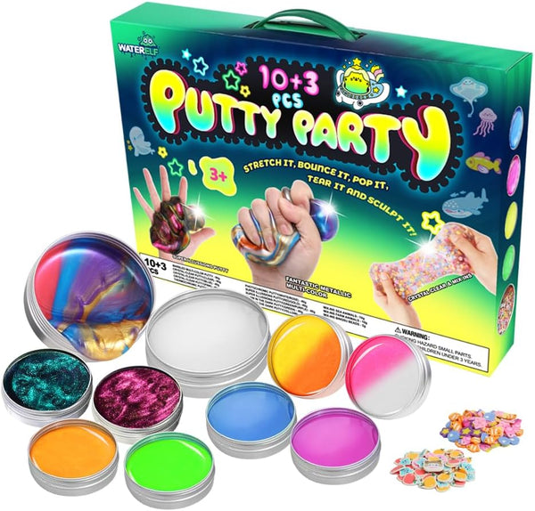 WATERELF 10Pc Putty Slime kit for Kids, Fidget Sensory Artistic Therapy Putty