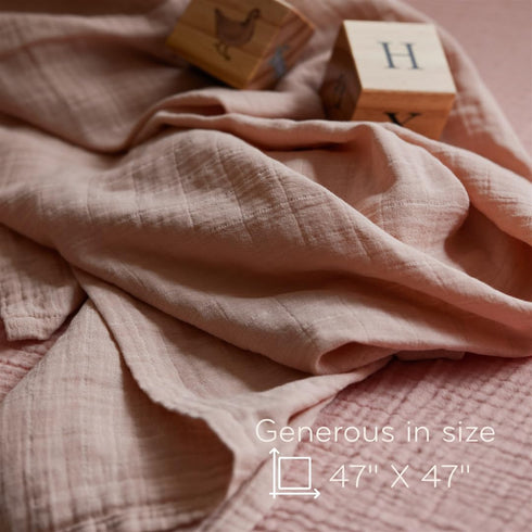 47 47 Baby Swaddle Organic Cotton Muslin Baby Swaddles for Newborns Baby Girls x (Blush)