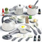 Bruvoalon 32Pcs Kids Play Kitchen Toys Set, Pretend Cooking Accessories with Pots, Pans, and Utensils
