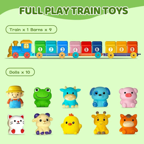 KiddoTOYZ 2 3 Old-Counting Toddler Learning Toys for Year Matching & Sorting Activity Montessori Train Toys with Farm