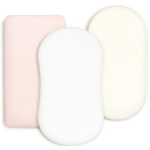 GRSSDER Stretchy Ultra Soft Fitted Bassinet Sheet 3 Pack, Universal Fit for