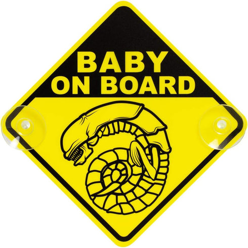 getDigital Chestburster Baby on Board Car Window Sign, Yellow Safety Sign with 2 Suction Cups