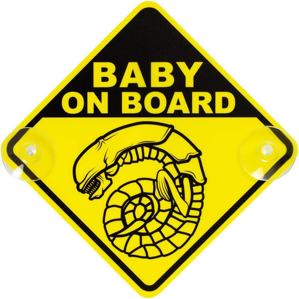 getDigital Chestburster Baby on Board Car Window Sign, Yellow Safety Sign with 2 Suction Cups