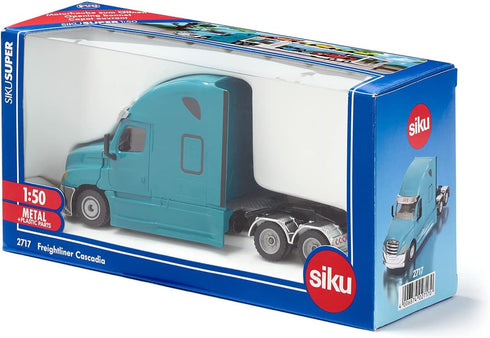 Siku 2717, 1:50, 1:50 Freightliner Cascadia, Toy Tractor, Plastic/Metal, Blue, Opening Bonnet, Coupling for Combining