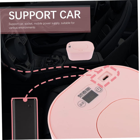 7.87X4.72X3.74In Toyvian Portable USB Wipes Warmer Box with Adjustable Temperature Display Baby Wet Tissue Heater