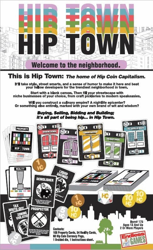 Hip Town, Fun and Fast Paced Game of Trading, Bidding and Building to create Hippest Neighborhood in HipTown - 2 or More Players Ages 13 & Up
