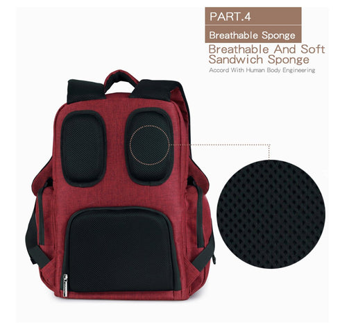 Insular Backpack Multi-Function Diaper Bag for Mom and Dad (Black)