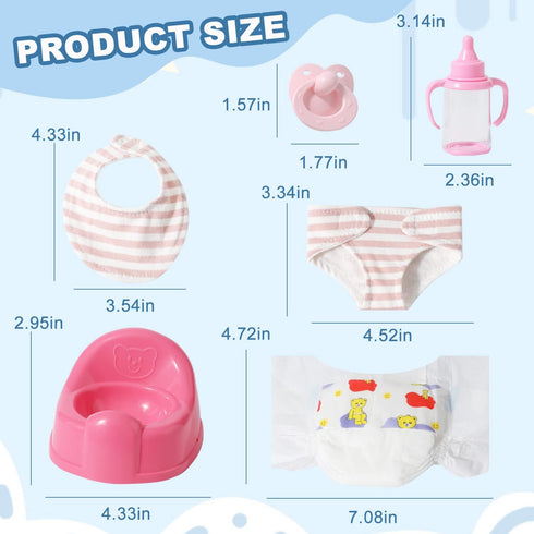 eDollable Set 12 inch Realistic Baby Doll Accessories Toys for Dolls Includes Doll Potty, Bib,Pacifier,Diaper