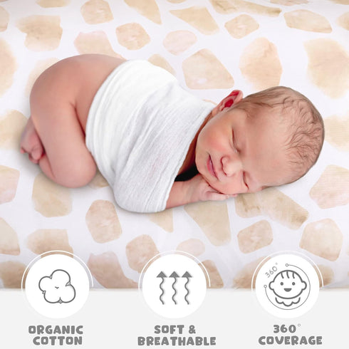 4 Rtteri Pcs Baby Bassinet Sheets Soft Fitted for Baby Boys Girls Soft Cotton Animals Bassinet Sheet Cover Safe Comfort