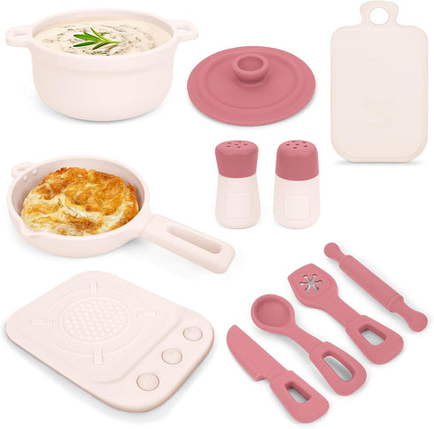 TYRY.HU 11Pcs BPA Free Kids Play Kitchen Accessories Toy, Silicone Pretend Play