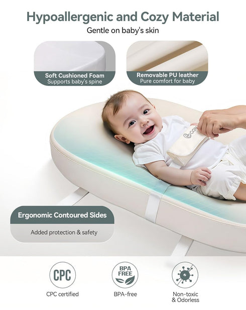 COMOMY Baby Changing Pad with Wipeable & Waterproof PU Cover, Contoured Diaper Changing Pad for Dresser with Non-Slip