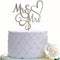 Mr and Mrs Cake Topper, Bride and Groom Wedding Sign, Engagement Cake Toppers Decorations with Double-faced Silver
