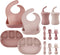 PandaEar 12PCS Silicone Baby Feeding Set, 2 Sectioned Suction Plate, 2 Bibs, 2 Toddler Cups, 4 Spoons & 2 Forks
