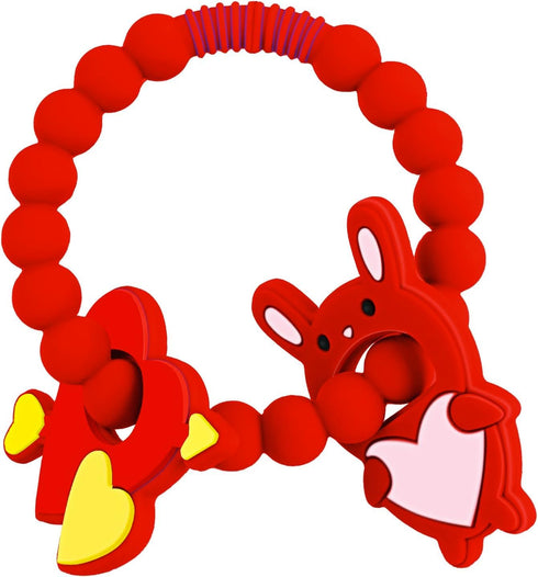 JDSTY Valentine Teething Toys, Silicone Baby teethers 0-6 Months Easy for Little Hands