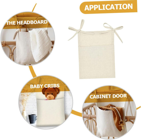 VALICLUD Multi Functional Linen Bedside Hanging Organizer Pouch Space Saving Storage Bag for Books and Daily Supplies