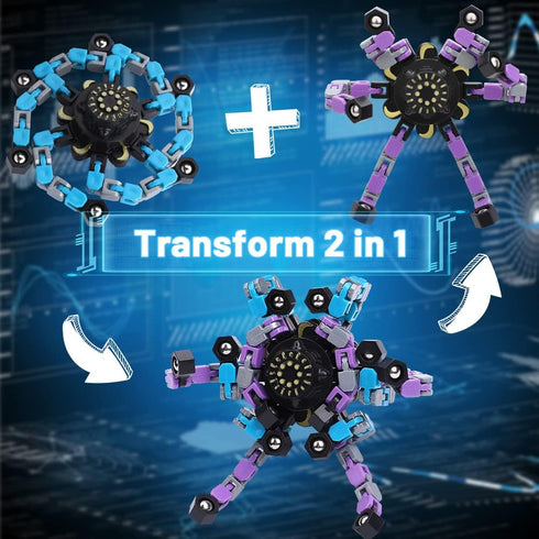15PCS Dilabnba Easter Basket Gifts for Him Teen Boy, Fidget Spinner Transformable Chain DIY Robot Toys Party Favor