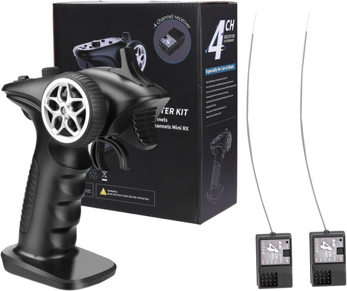 HTLNUZD 4H-TX 4CH 2.4GHz 4CH RC Radio System Transmitter with Controller Remote Control Receiver for RC Car, Boat