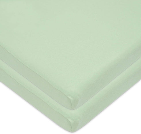 15" 33" 100% Pack 2 American Baby Company x Fitted Bassinet Sheet, Natural Cotton Jersey Knit, Celery, Soft Breathable
