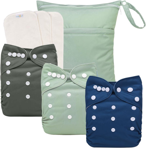 babygoal AWJ Cloth Diapers with Tummy Panel Pack of 7, 3 Diaper