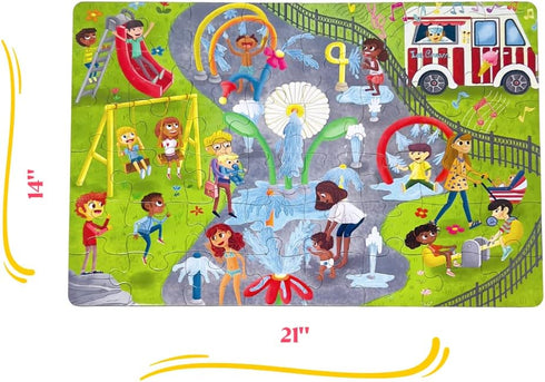 Little Likes Kids - Splash Park Jumbo Puzzle, 48 Pieces, Beginner Jigsaw Floor Puzzle for Preschoolers Age 4-8