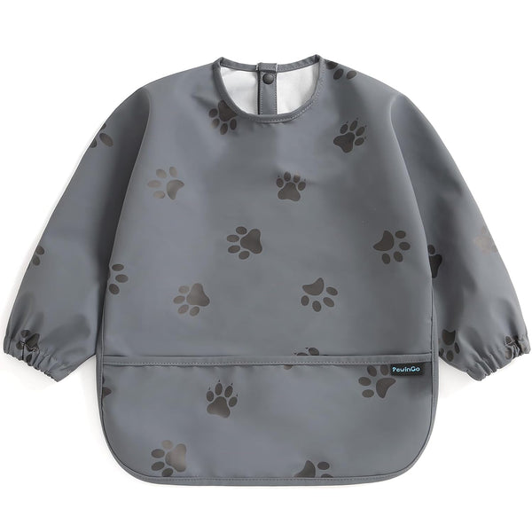 PewinGo Weaning Bib with Long Sleeves & BLW, Soft Skin-Friendly Material, Waterproof Coverall Bibs for Infants