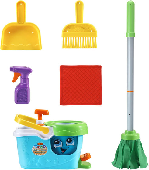 Set 3-5, LeapFrog Clean Sweep Learning Caddy, Kids Mop and Broom Cleaning Toy for Ages Blue