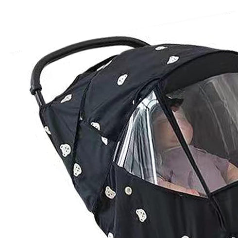 Black Outdoor Stroller Rain Cover - Durable Oxford Cloth