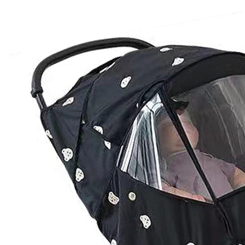 Cute Stroller Rain Cover, Universal Windproof Oxford Cloth, Practical Durable Snooze Shade for Outdoor (Black)