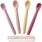 Moonkie Silicone Baby Spoons Set of 4, Two Sizes for 4+ Months, Toddler Led Weaning Spoons with Case, Bendable