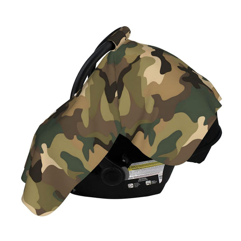 Beubebim Summer Brown Camo Baby Car Seat Canopy Soft Breathable Infant Carseat Cover Lightweight Baby Carrier Cover