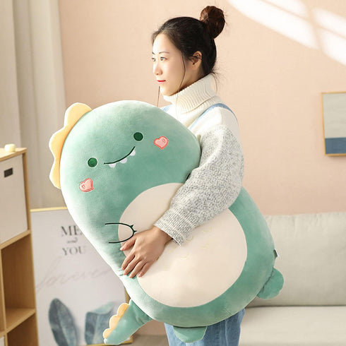 Cute Dinosaur Plush Hugging Pillow, Soft Stuffed Animal Throw Pillow, Cartoon Plushie Sleeping Pillow for Kids