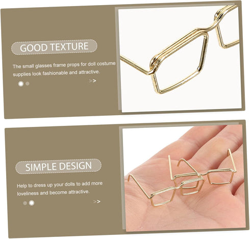 10 Pcs Classic Round Glasses Frame for Dolls, Steel Golden Metal Doll Toy Accessories