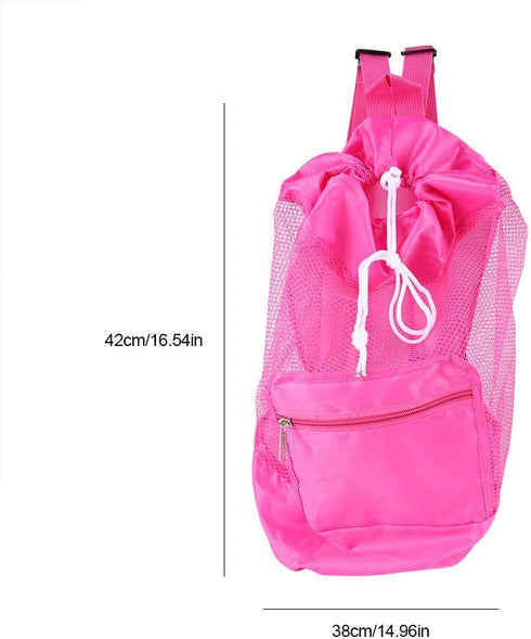 Tote Sand Away Drawstring for Kids - Beach Toy Bag for Swim and Pool Toys Storage, Mesh Beach Backpack for Outdoor
