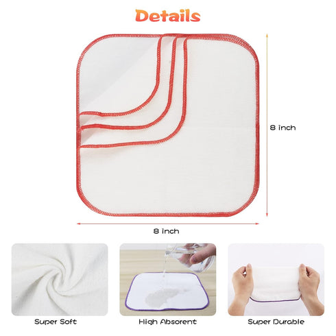 54 Packs 8x8 inch Flannel Cloth Baby Wipes with Dispenser, Reusable Natural Skin-Friendly Baby Wipes, Body Face Hand