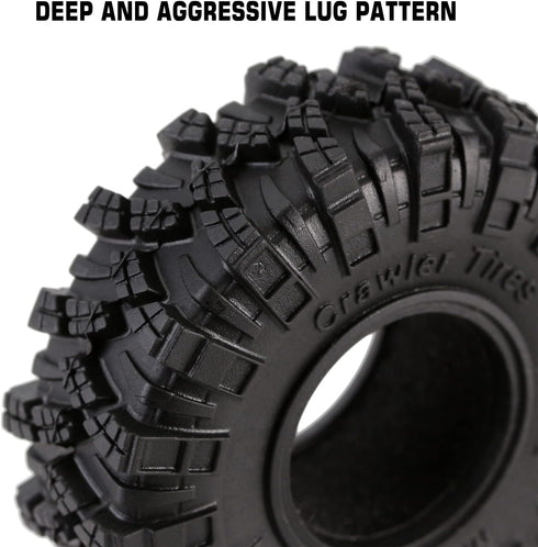 INJORA 1.0 Kraken Claw Crawler Mud Terrain Tires, 4PCS for SCX24 Bronco Gladiator C10 JLU Deadbolt B17 Axial 1/24 1/18
