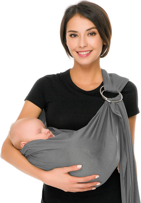 CUBY Breathable Mesh Water Baby Sling Carrier, Adjustable Ring Sling for Summer Swimming Pool Beach (Light Grey)