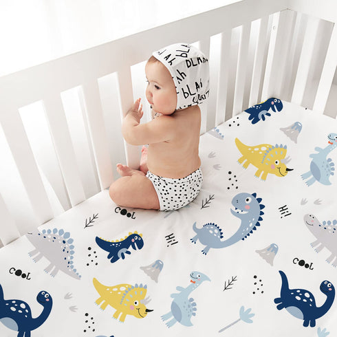 4 Pack, 28"x 52" Set Plushii Crib Sheets for Baby Boys Extra Soft Microfiber Crib Sheet for Standard Crib & Toddler