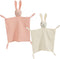 insular Bunny Lovey Blanket for Boys and Girls, Organic Cotton Muslin Security Blanket, 2 Pcs Set (Beige&Pink)