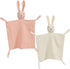 insular Bunny Lovey Blanket for Boys and Girls, Organic Cotton Muslin Security Blanket, 2 Pcs Set (Beige&Pink)